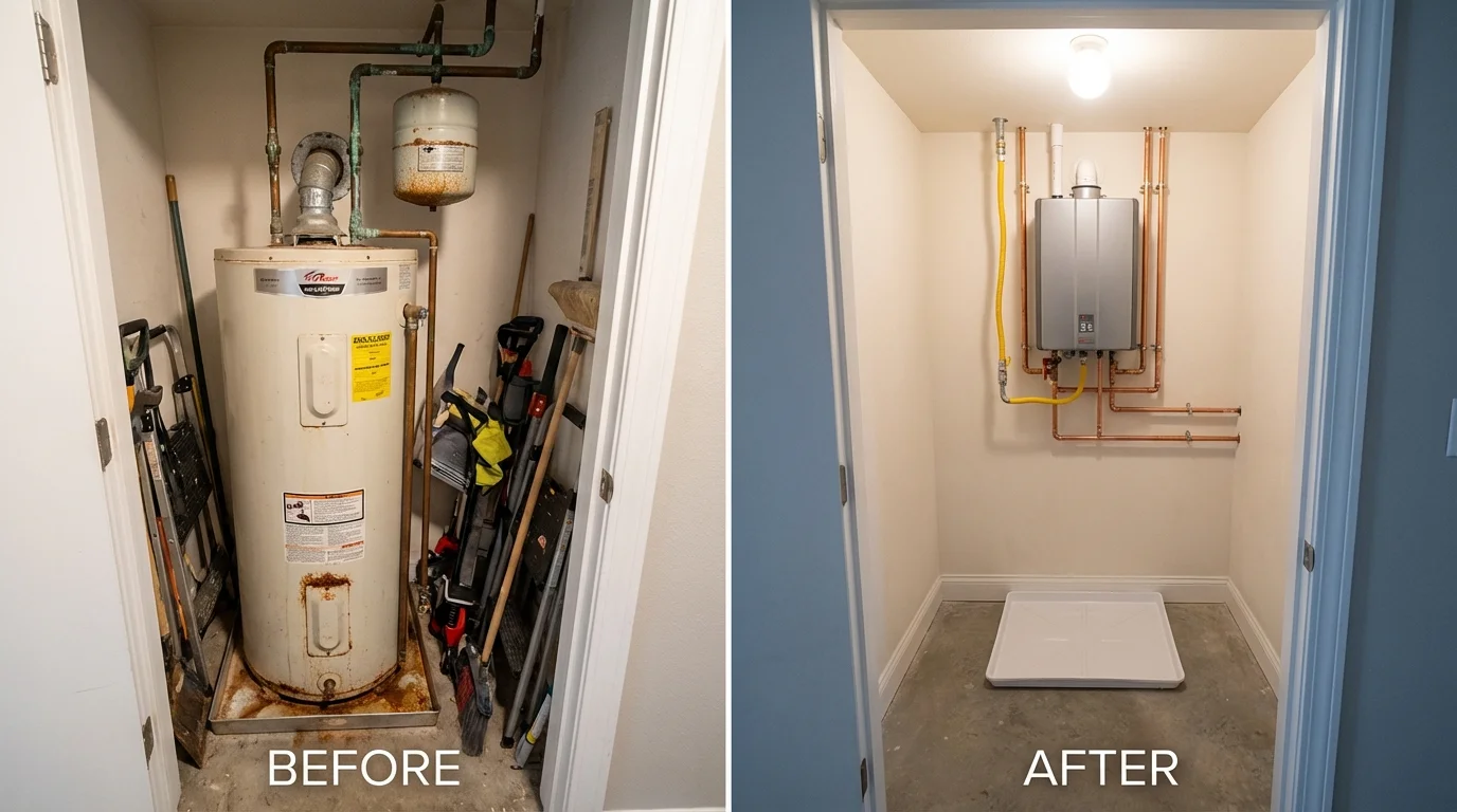 Tank water heater versus wall-mounted tankless unit comparison for Flandreau, SD homeowners